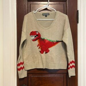Dinosaur Christmas Sweater - Size M